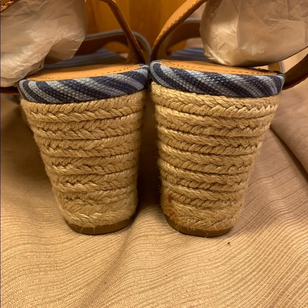 Coach leather/canvas espadrilles 3”heel 0.7”pltfrm